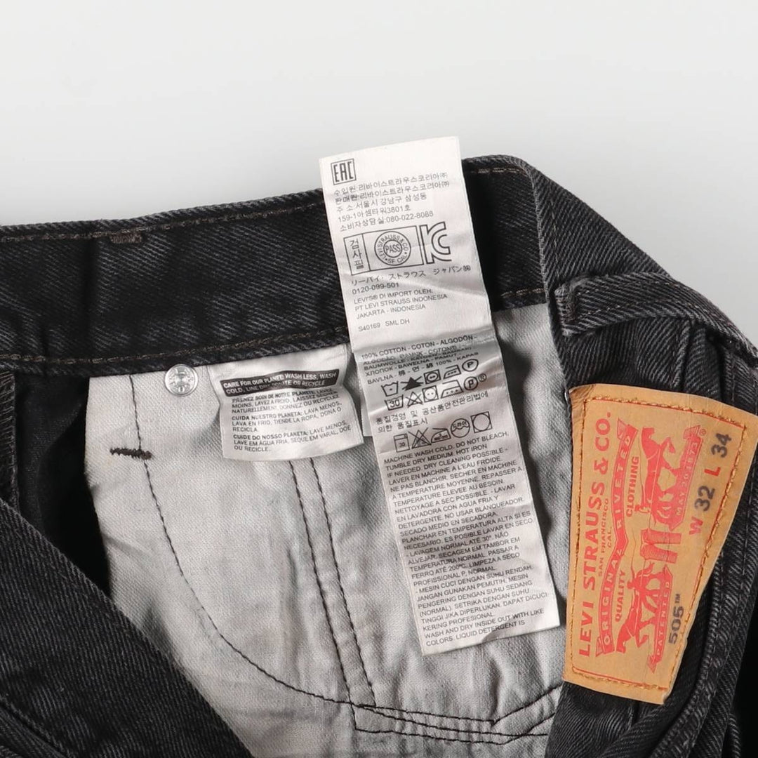 Levi's 505 Black Denim Tapered Denim Pants for Men, W32 equivalent cotton black type Vintage Second Hand