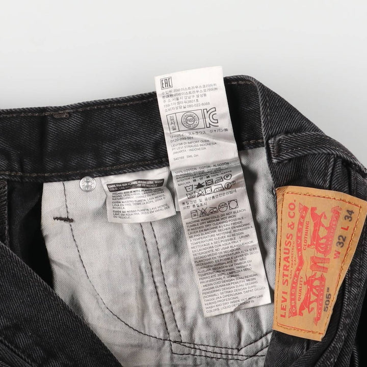Levi's 505 Black Denim Tapered Denim Pants for Men, W32 equivalent cotton black type Vintage Second Hand