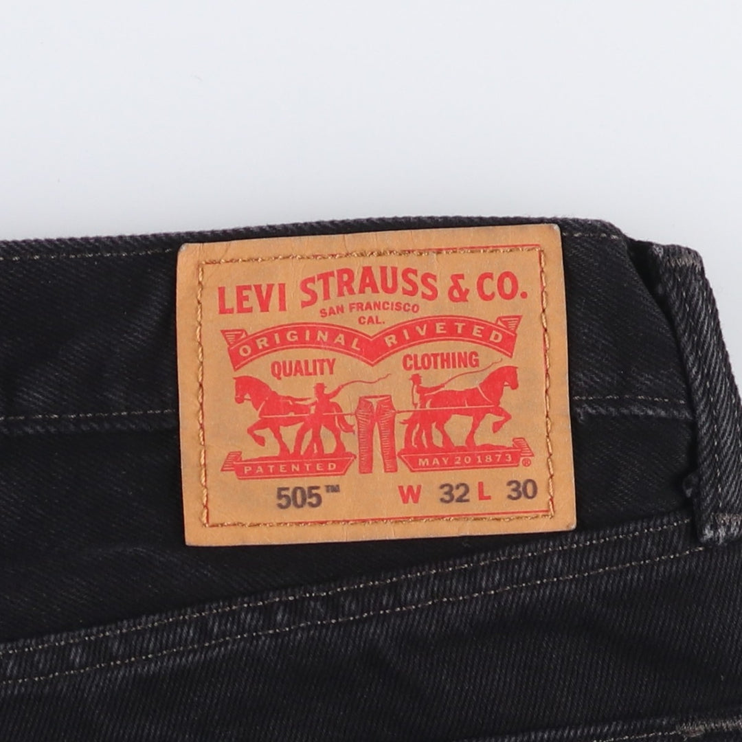 Levi's 505 Black Denim Tapered Denim Pants for Men, W33 equivalent cotton black type Vintage Second Hand