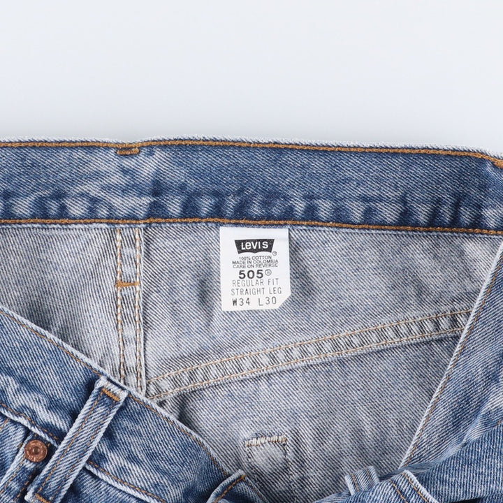 90'S Levi's 00505-4891 Regular Fit Straight Leg Tapered Denim Pants, Men's, Size W33 (Vintage) cotton blue type Vintage Second Hand