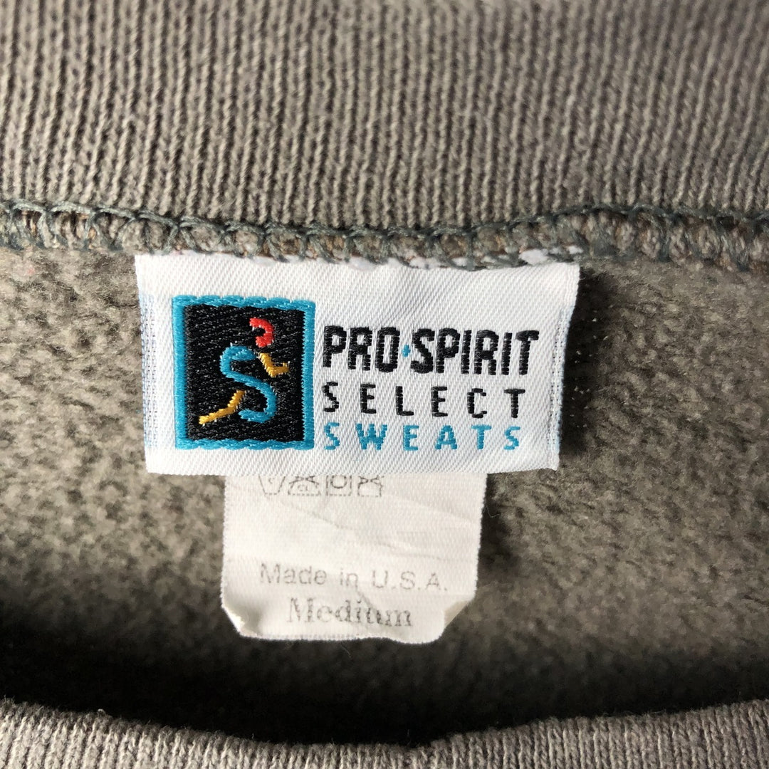 90'S PRO SPIRIT plain blank sweatshirt, made in USA, men's size M, vintage cotton green type Vintage Second Hand