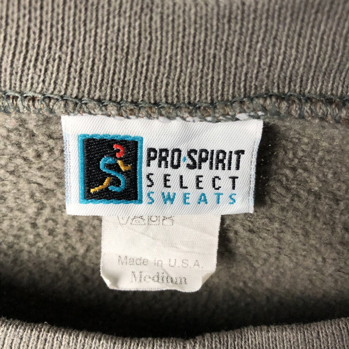 90'S PRO SPIRIT plain blank sweatshirt, made in USA, men's size M, vintage cotton green type Vintage Second Hand
