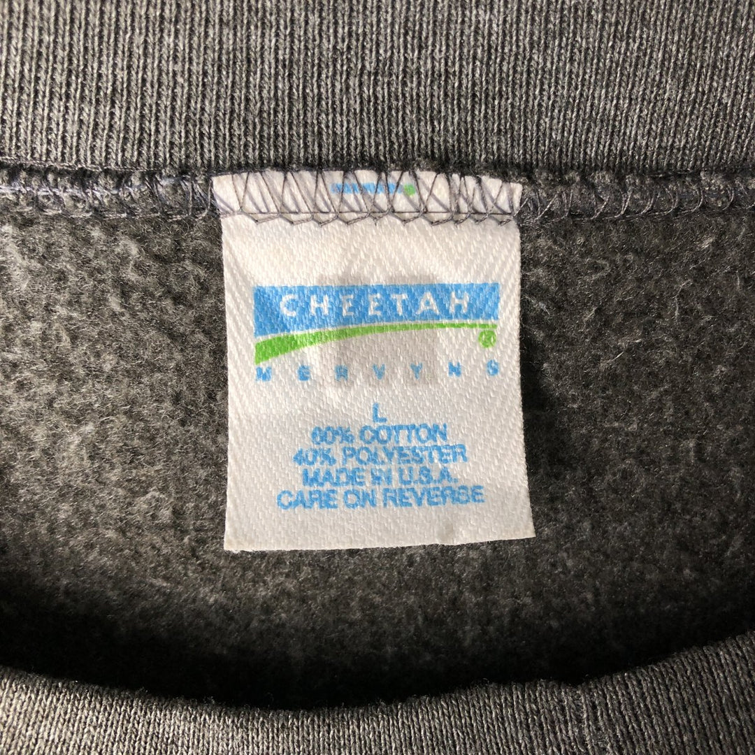 Vintage 90'S CHEETAH plain blank sweatshirt, made in the USA, size L, men's cotton Charcoal Vintage Second Hand
