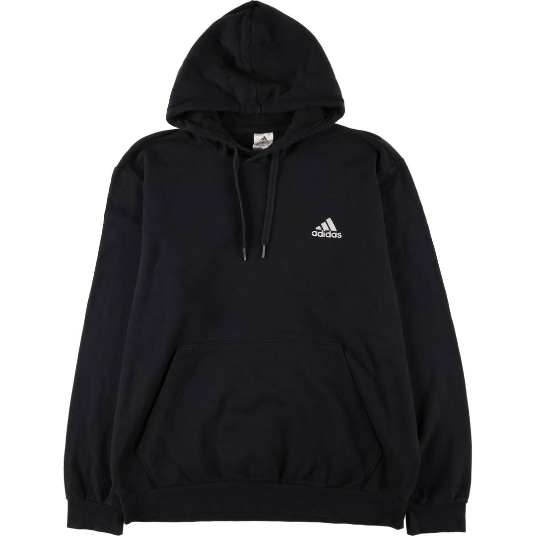 Adidas sweatshirt pullover hoodie, men's XL size cotton black type Vintage Second Hand