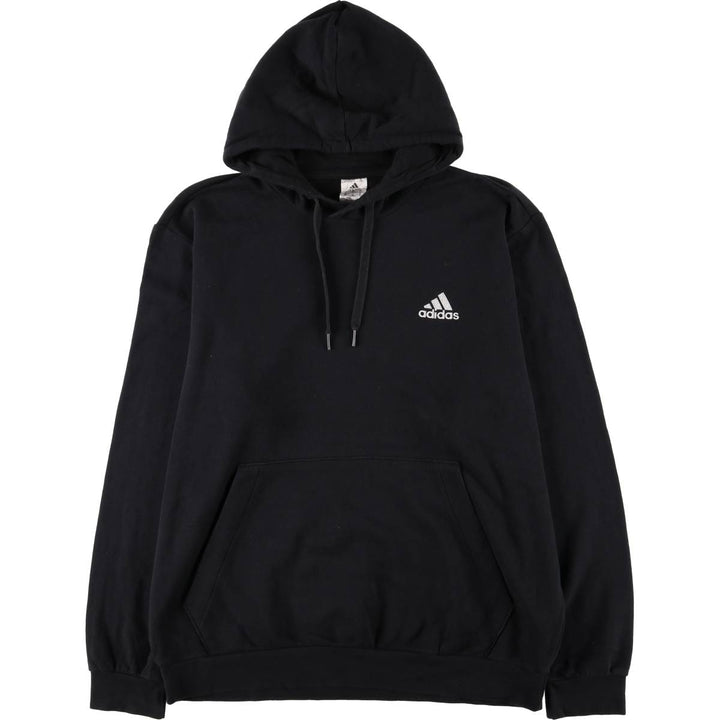 Adidas sweatshirt pullover hoodie, men's XL size cotton black type Vintage Second Hand