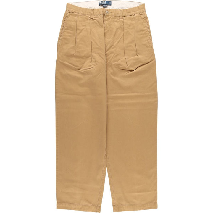 Ralph Lauren POLO by Ralph Lauren ANDREW PANT, two-pleat chino pants, men's, W32 equivalent cotton beige type brown Vintage Second Hand