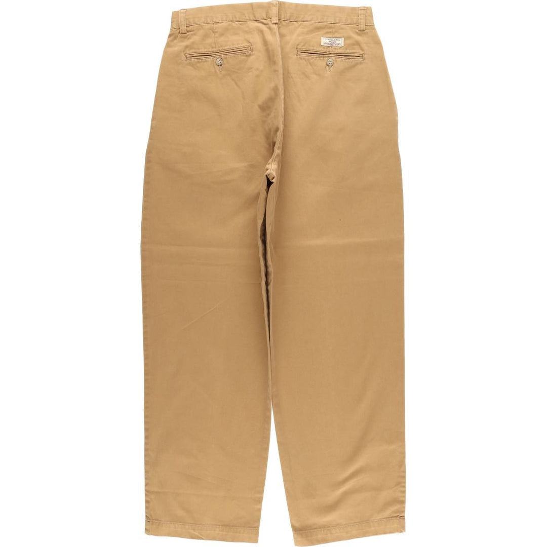Ralph Lauren POLO by Ralph Lauren ANDREW PANT, two-pleat chino pants, men's, W32 equivalent cotton beige type brown Vintage Second Hand