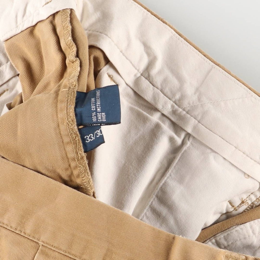 Ralph Lauren POLO by Ralph Lauren ANDREW PANT, two-pleat chino pants, men's, W32 equivalent cotton beige type brown Vintage Second Hand