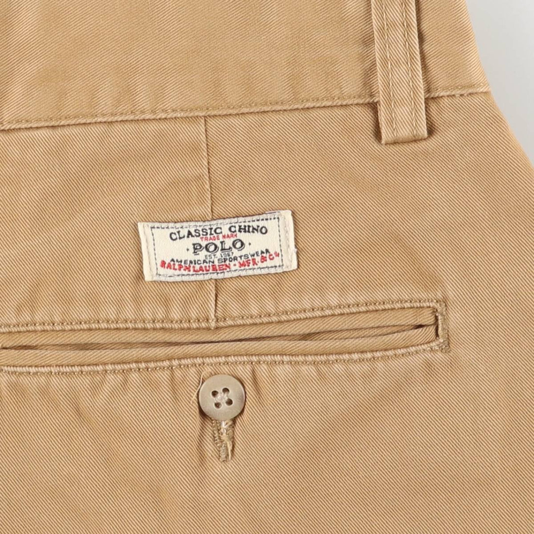 Ralph Lauren POLO by Ralph Lauren ANDREW PANT, two-pleat chino pants, men's, W32 equivalent cotton beige type brown Vintage Second Hand