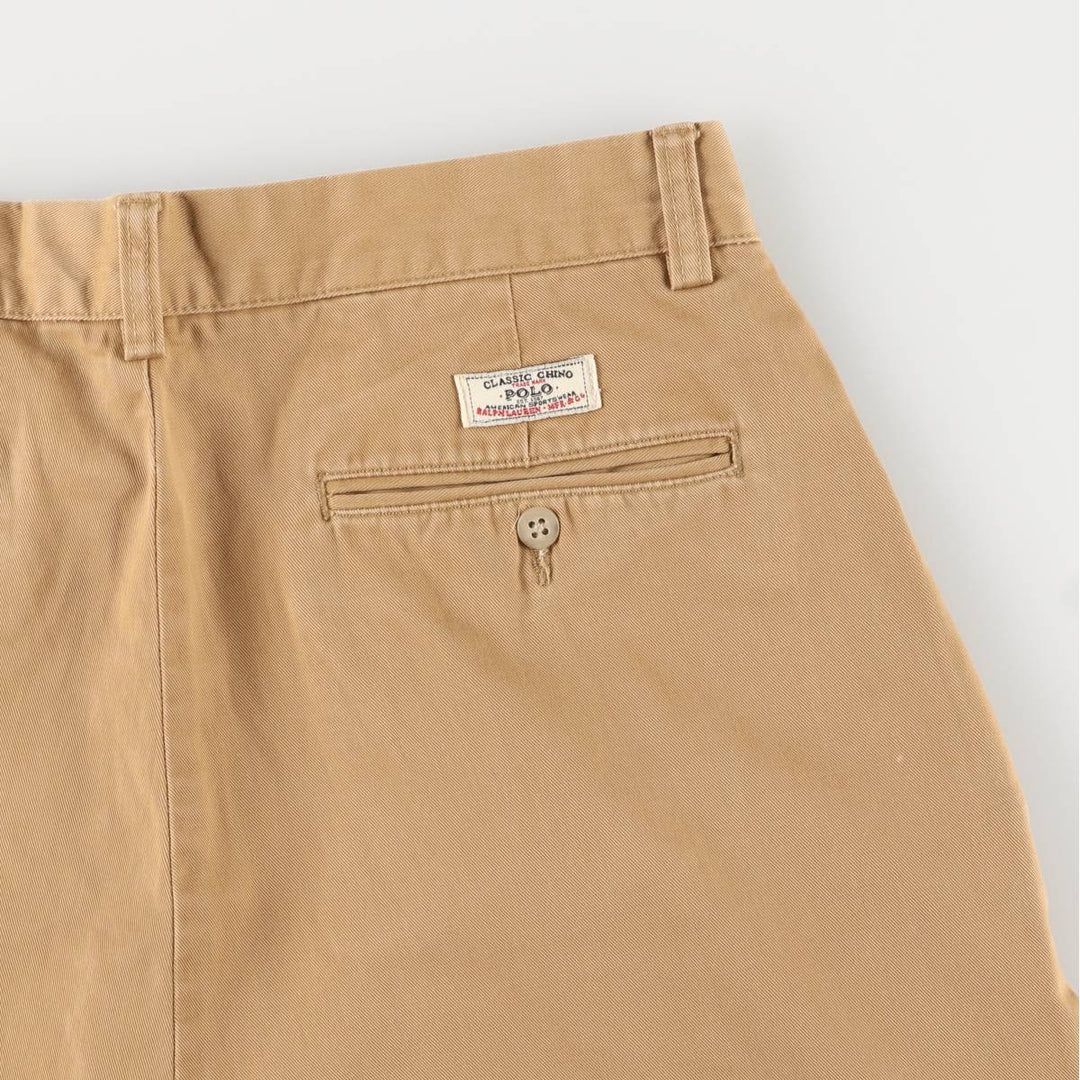 Ralph Lauren POLO by Ralph Lauren ANDREW PANT, two-pleat chino pants, men's, W32 equivalent cotton beige type brown Vintage Second Hand