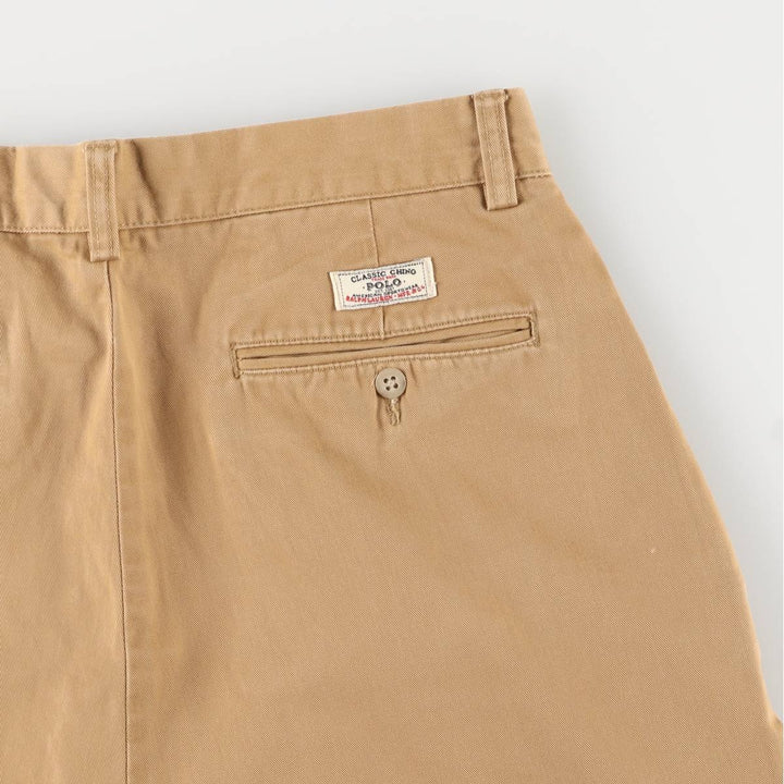 Ralph Lauren POLO by Ralph Lauren ANDREW PANT, two-pleat chino pants, men's, W32 equivalent cotton beige type brown Vintage Second Hand