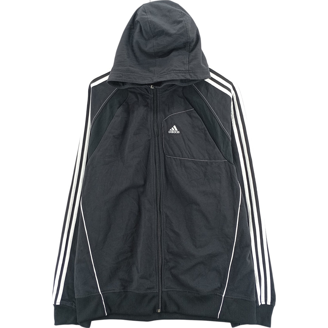 Adidas Sweat Full Zip Hoodie Men's L size unclear black type Vintage Second Hand