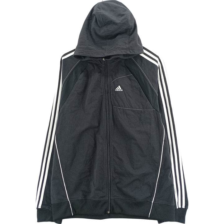 Adidas Sweat Full Zip Hoodie Men's L size unclear black type Vintage Second Hand