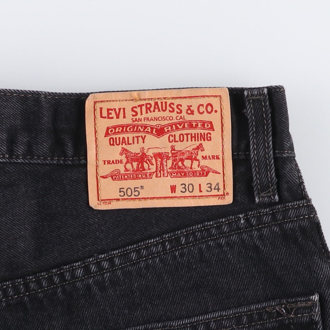 00'S Levi's 505 REGULAR FIT tapered denim pants for men, size w30 cotton black type Vintage Second Hand