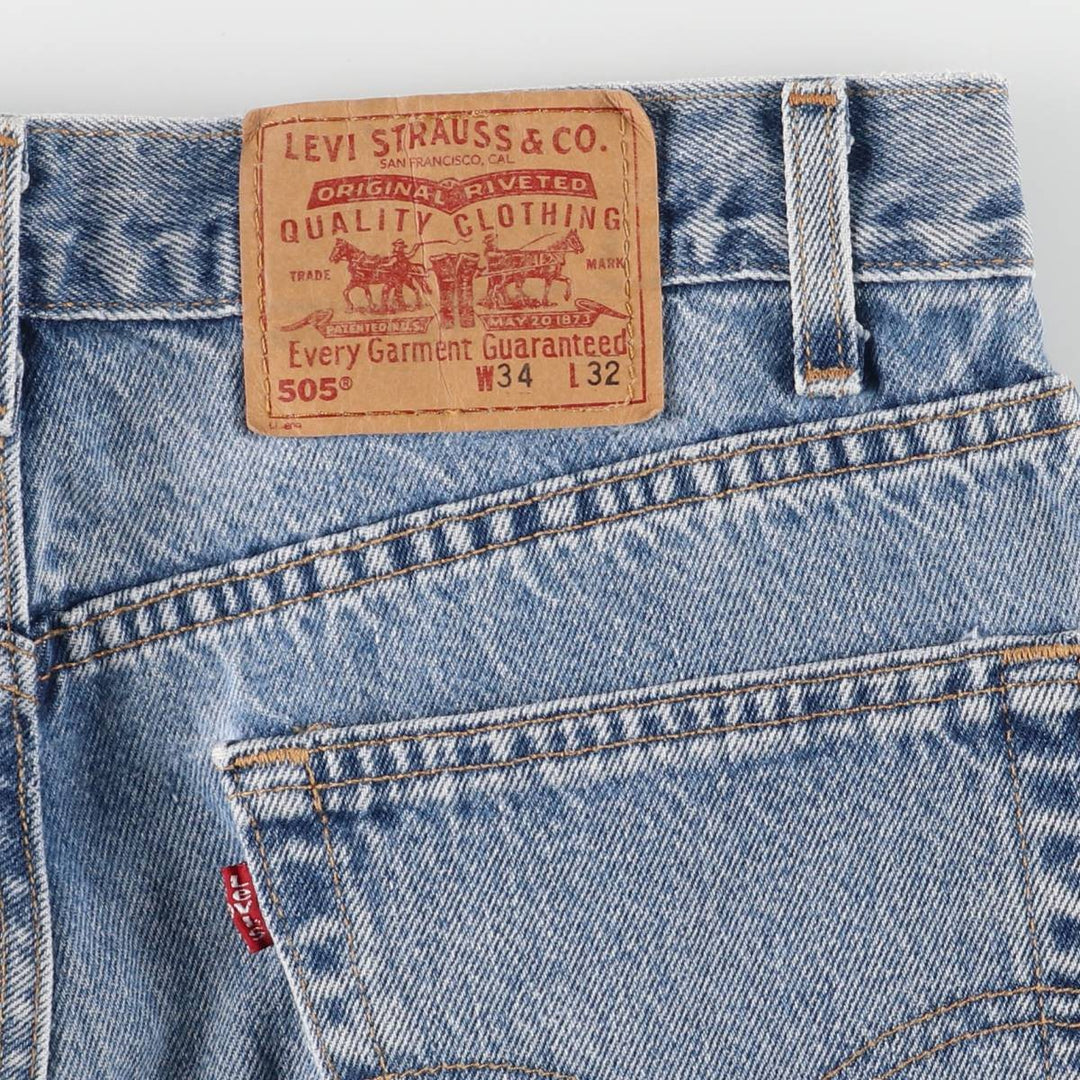 00'S Levi's 505 REGULAR FIT STRAIGHT LEG tapered denim pants made in USA, men's size w32 cotton blue type Vintage Second Hand