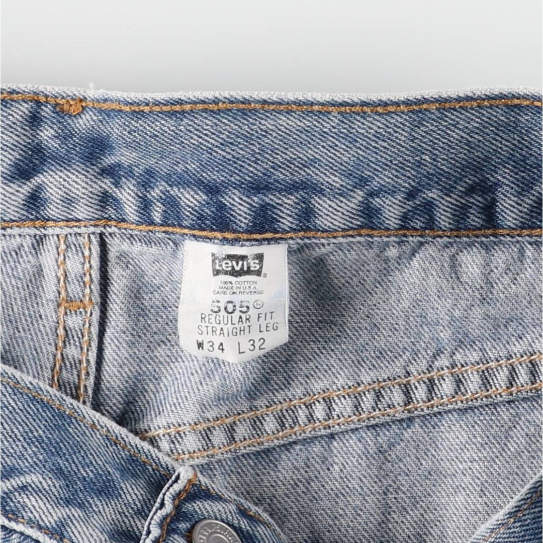 00'S Levi's 505 REGULAR FIT STRAIGHT LEG tapered denim pants made in USA, men's size w32 cotton blue type Vintage Second Hand