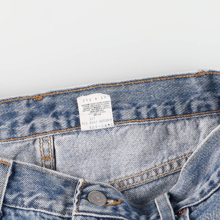 00'S Levi's 505 REGULAR FIT STRAIGHT LEG tapered denim pants made in USA, men's size w32 cotton blue type Vintage Second Hand