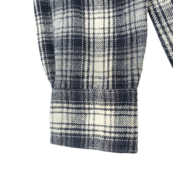 Vintage 90s-00'S St. John's Bay long-sleeved heavy flannel check box shirt, men's size small cotton navy blue type Vintage Second Hand