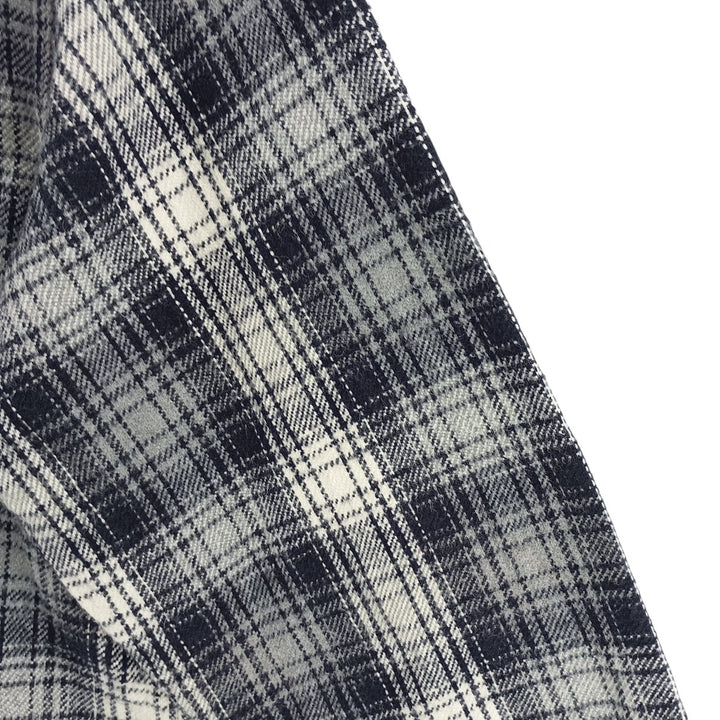 Vintage 90s-00'S St. John's Bay long-sleeved heavy flannel check box shirt, men's size small cotton navy blue type Vintage Second Hand