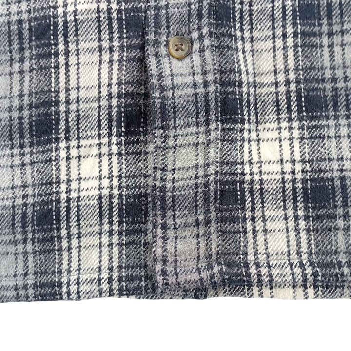 Vintage 90s-00'S St. John's Bay long-sleeved heavy flannel check box shirt, men's size small cotton navy blue type Vintage Second Hand