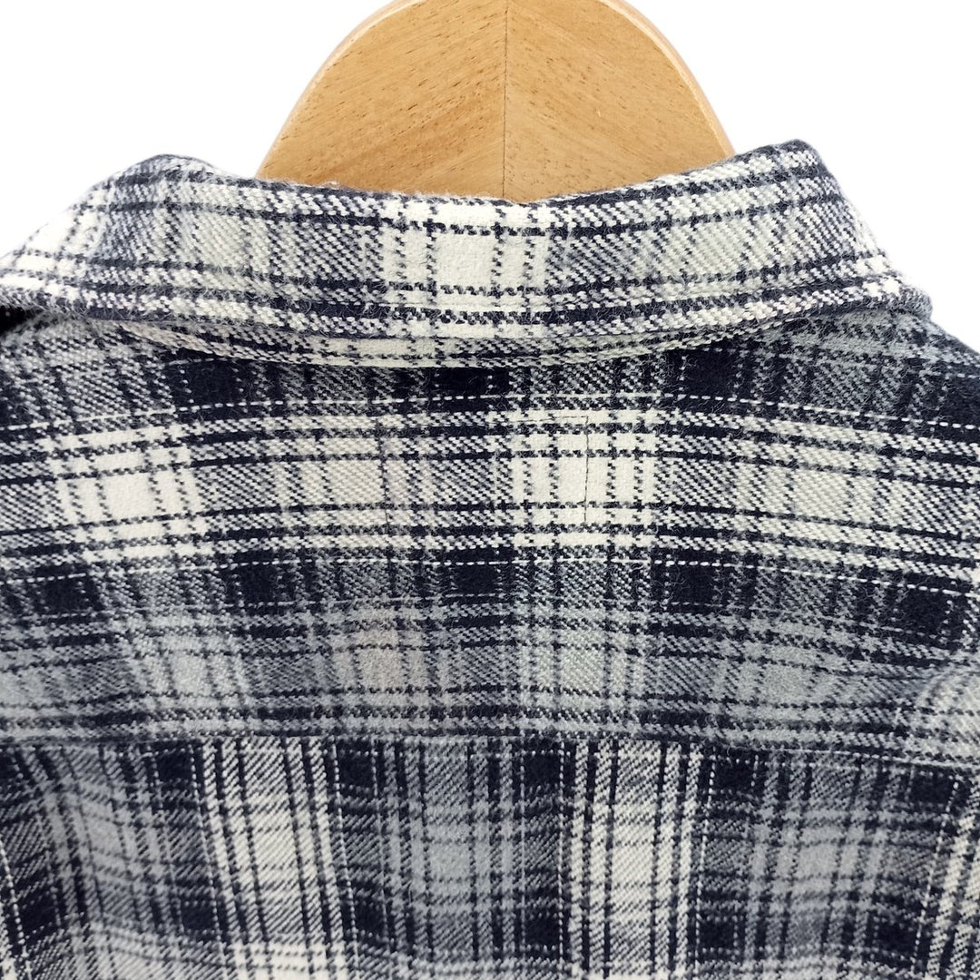 Vintage 90s-00'S St. John's Bay long-sleeved heavy flannel check box shirt, men's size small cotton navy blue type Vintage Second Hand