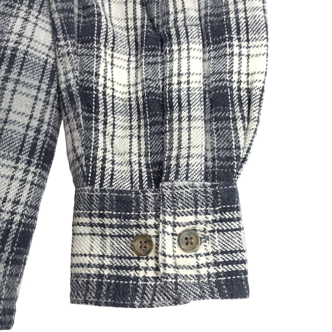 Vintage 90s-00'S St. John's Bay long-sleeved heavy flannel check box shirt, men's size small cotton navy blue type Vintage Second Hand
