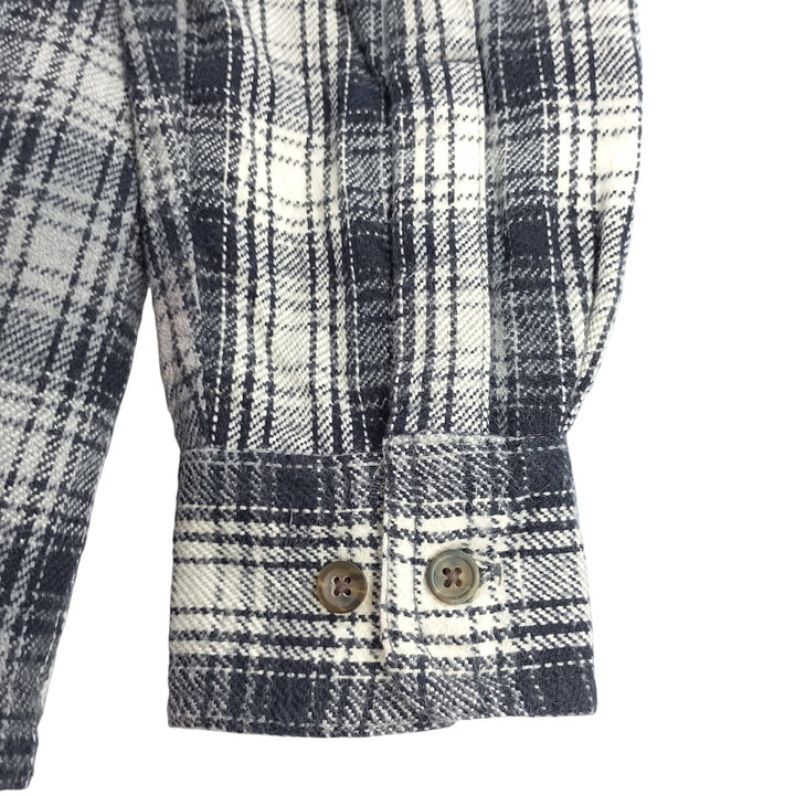 Vintage 90s-00'S St. John's Bay long-sleeved heavy flannel check box shirt, men's size small cotton navy blue type Vintage Second Hand