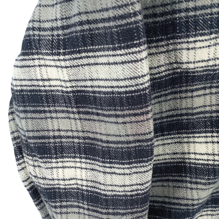 Vintage 90s-00'S St. John's Bay long-sleeved heavy flannel check box shirt, men's size small cotton navy blue type Vintage Second Hand