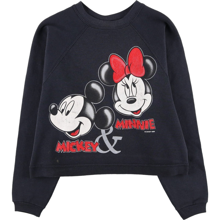 90'S MICKEY UNLIMITED Minnie Mouse cropped sweatshirt, Made in USA, Women's Size Small cotton black type Vintage Second Hand