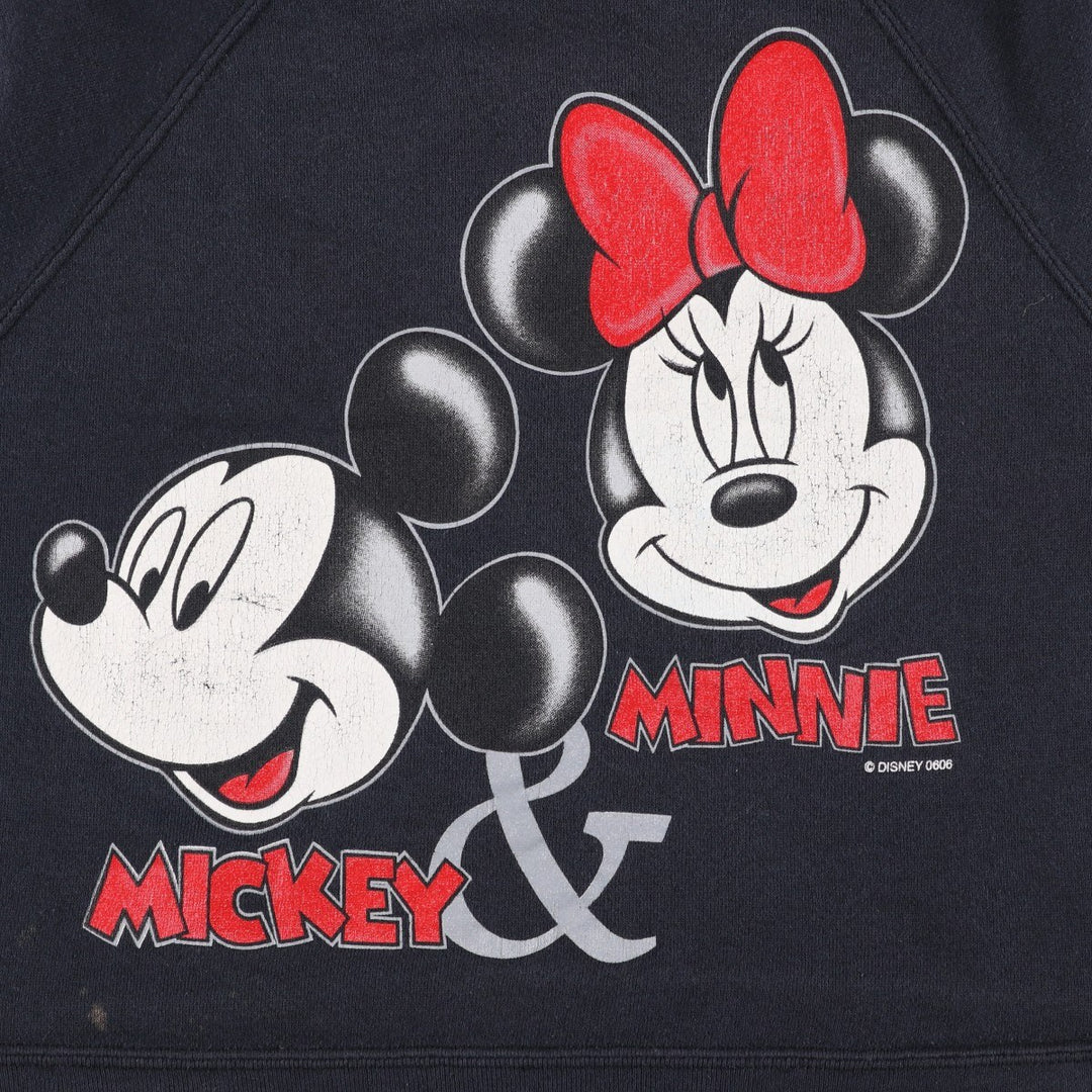 90'S MICKEY UNLIMITED Minnie Mouse cropped sweatshirt, Made in USA, Women's Size Small cotton black type Vintage Second Hand
