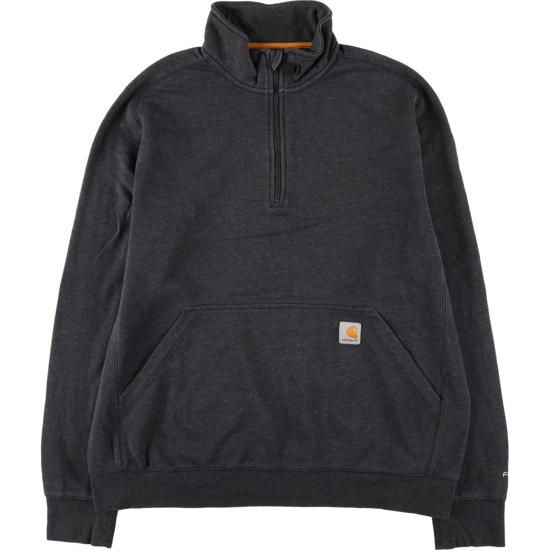 Carhartt Relaxed Fit Half-Zip Sweatshirt, Men's Size L cotton Charcoal Vintage Second Hand