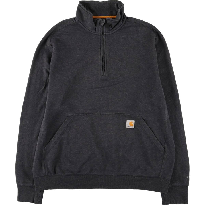 Carhartt Relaxed Fit Half-Zip Sweatshirt, Men's Size L cotton Charcoal Vintage Second Hand