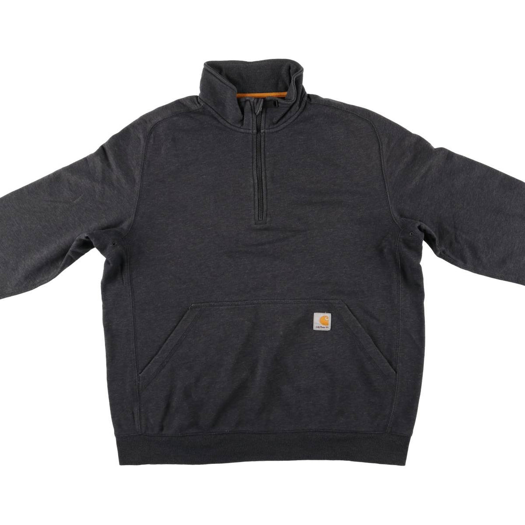 Carhartt Relaxed Fit Half-Zip Sweatshirt, Men's Size L cotton Charcoal Vintage Second Hand
