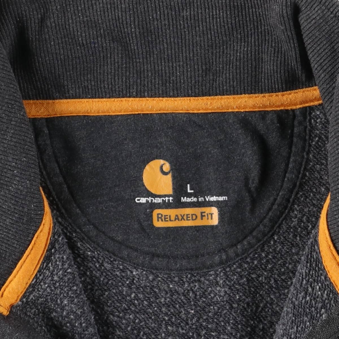 Carhartt Relaxed Fit Half-Zip Sweatshirt, Men's Size L cotton Charcoal Vintage Second Hand