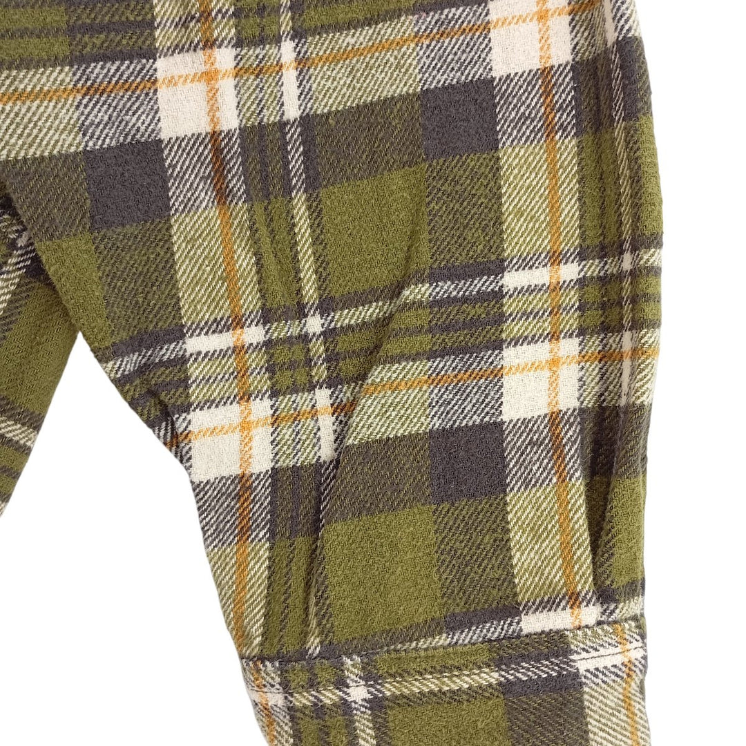SCHMIDT Long Sleeve Heavy Flannel Check Shirt, Men's XL cotton Khaki type Vintage Second Hand