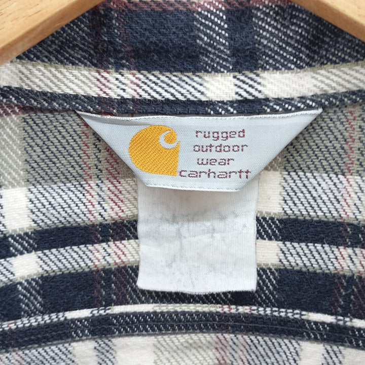 Carhartt Long Sleeve Flannel Check Shirt, Men's XL unclear Khaki type Vintage Second Hand