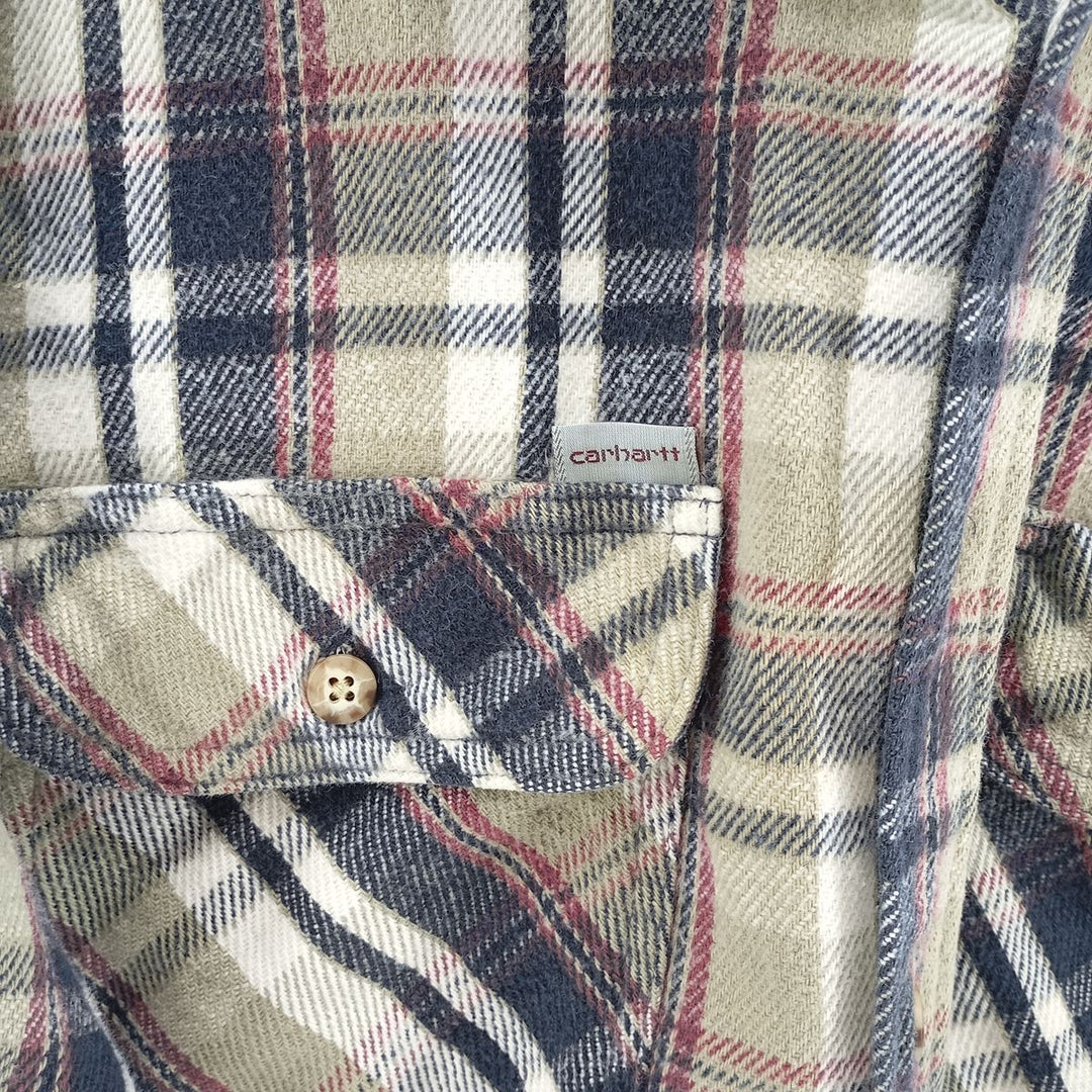 Carhartt Long Sleeve Flannel Check Shirt, Men's XL unclear Khaki type Vintage Second Hand