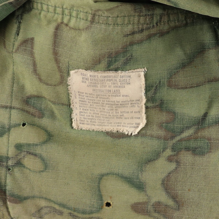 1960'S US Military Camouflage Pattern Woodland Camo Jungle Fatigue Military Field Jacket Made in USA Men's M /eaa420085