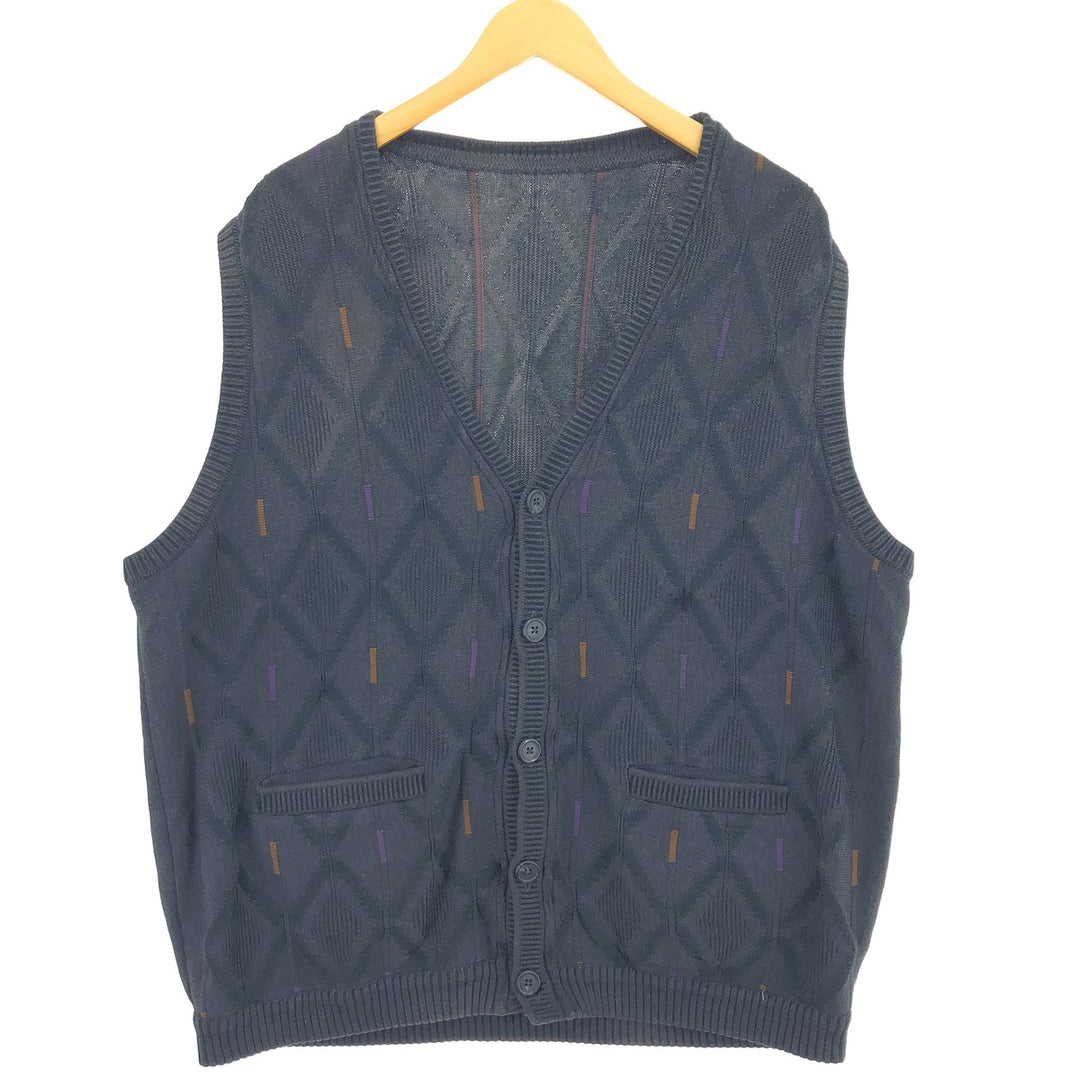 All-over print, open-front knit vest, men's XL /eaa420113