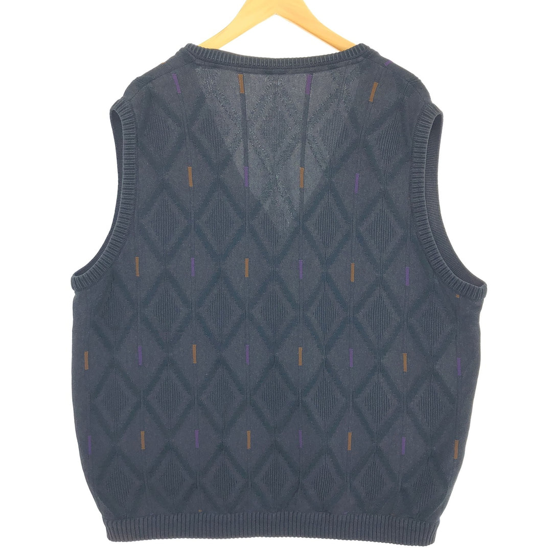 All-over print, open-front knit vest, men's XL /eaa420113