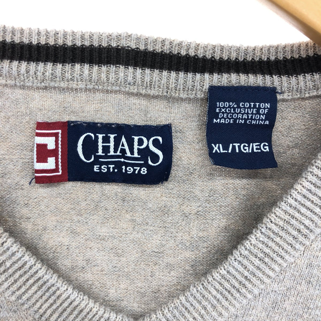 CHAPS V-neck cotton knit vest, men's XL /eaa420114