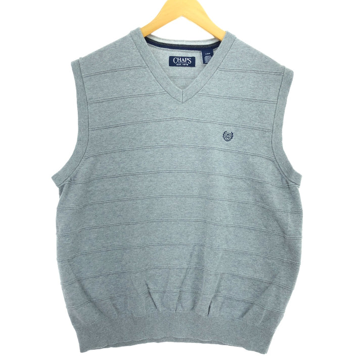 CHAPS V-neck cotton knit vest, men's L /eaa420115