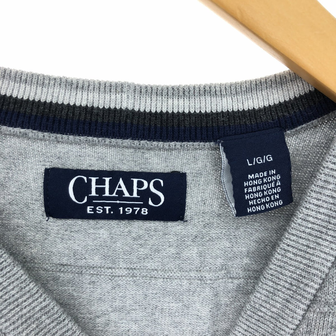 CHAPS V-neck cotton knit vest, men's L /eaa420115