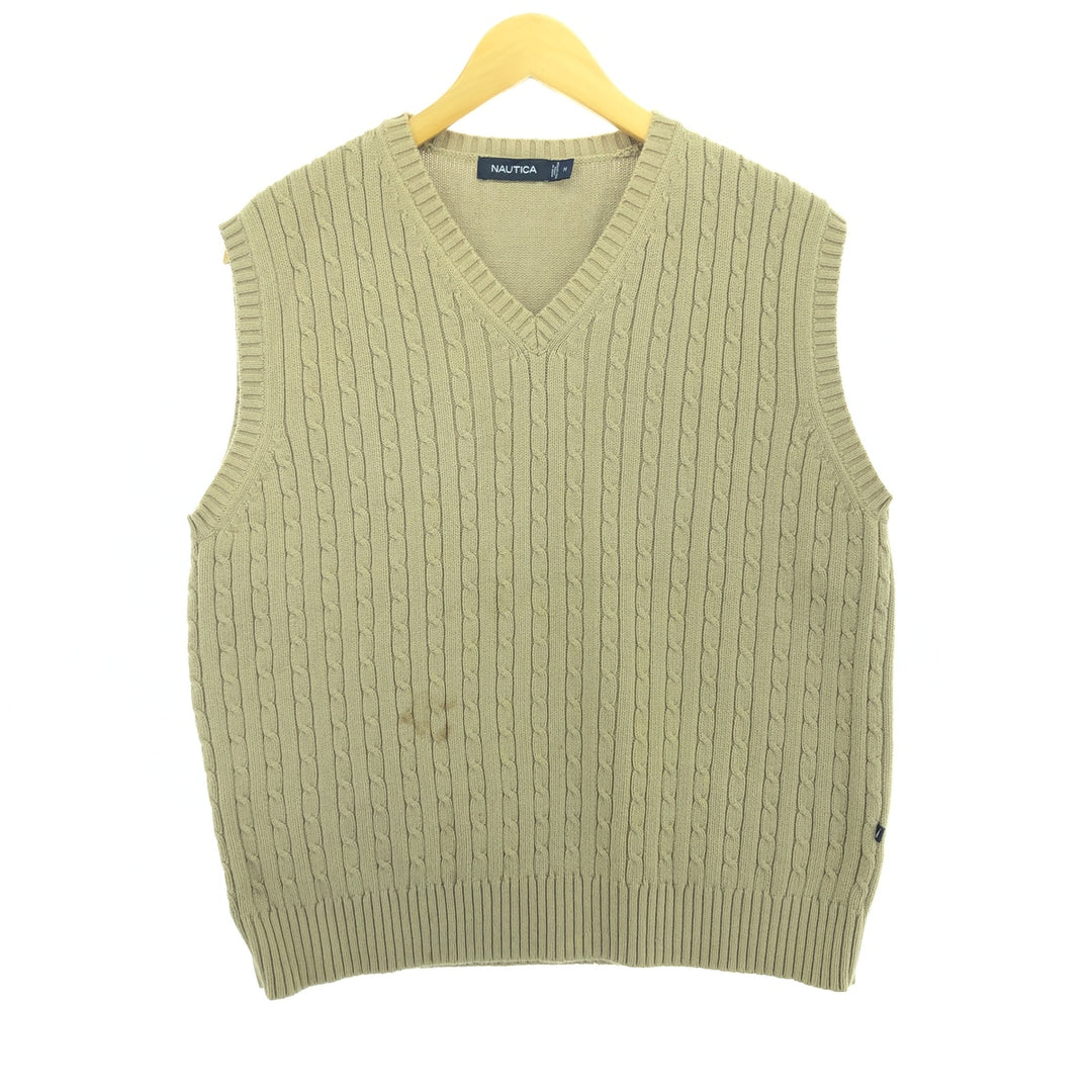 00s~ NAUTICA V-neck cotton knit vest, men's M /eaa420118