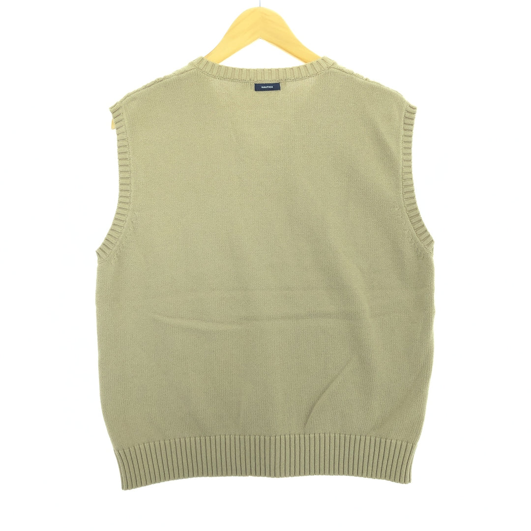 00s~ NAUTICA V-neck cotton knit vest, men's M /eaa420118