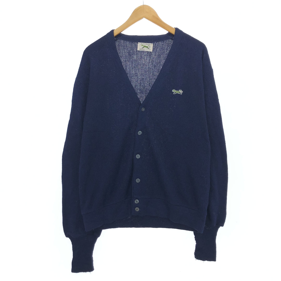 80'S JCPenney THE FOX Sweater knit cardigan, men's L, vintage unclear navy blue type Vintage Second Hand