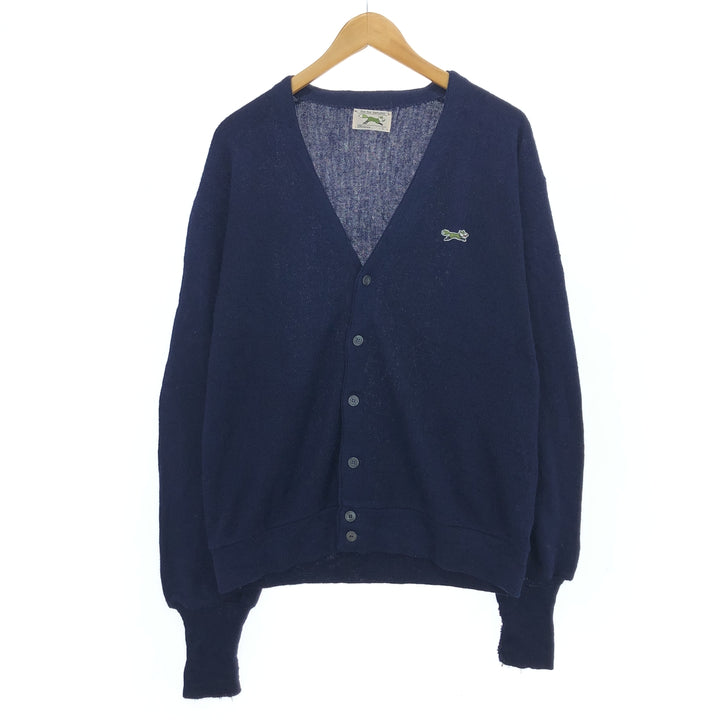 80'S JCPenney THE FOX Sweater knit cardigan, men's L, vintage unclear navy blue type Vintage Second Hand