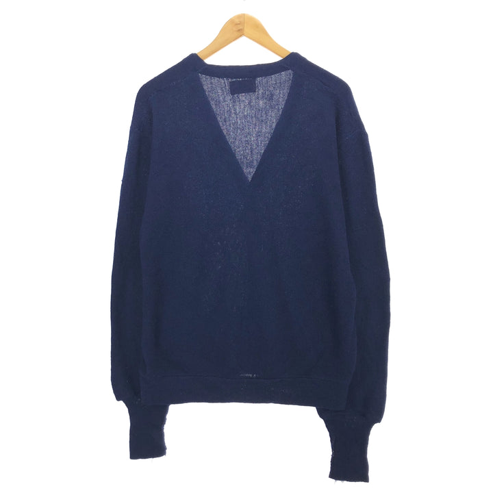 80'S JCPenney THE FOX Sweater knit cardigan, men's L, vintage unclear navy blue type Vintage Second Hand
