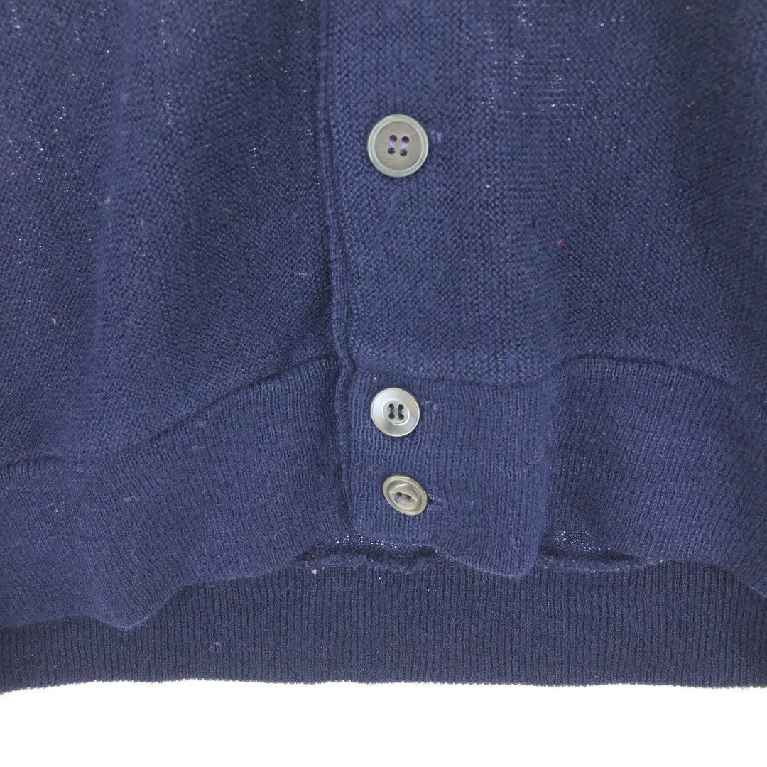 80'S JCPenney THE FOX Sweater knit cardigan, men's L, vintage unclear navy blue type Vintage Second Hand