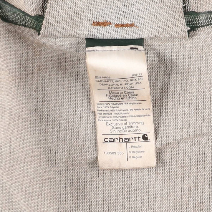 Carhartt Waterproof Parka, Men's Size L polyethylene green type Vintage Second Hand